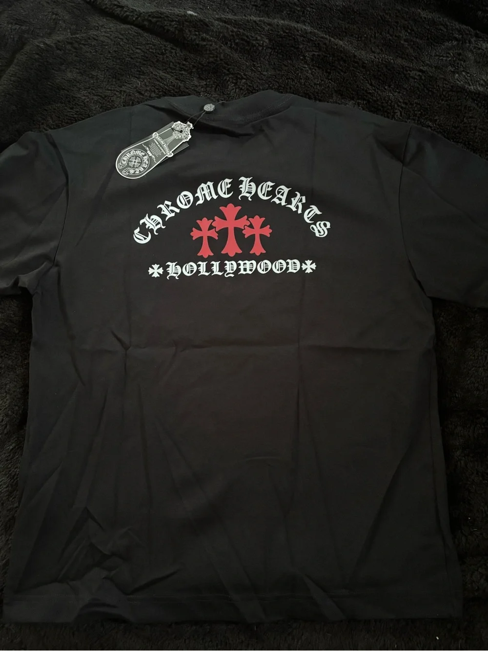 Chrome Hearts Black Short Sleeve Tee with White Logo - Picture 6 of 6